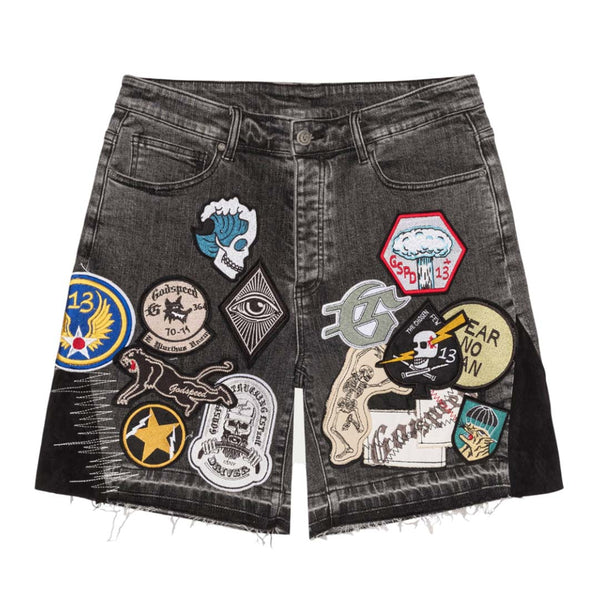 Godspeed Patchwork Denim Shorts V2 Grey