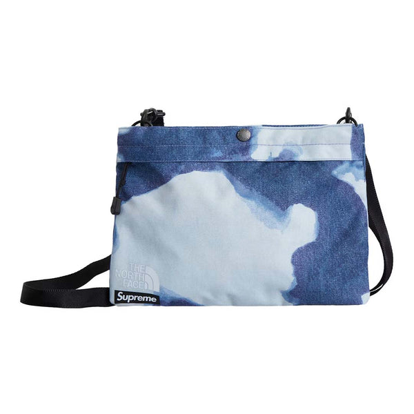 Supreme The North Face Bleached Denim Print Shoulder Bag Indigo Blue