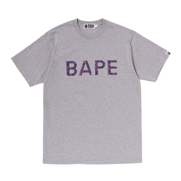 Bape Rhinestone Logo Tee Grey Purple