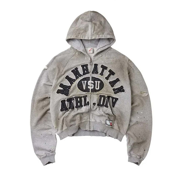 Vale Forever Manhattan Zip Up Hoodie Grey Black