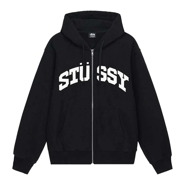 Stussy University Logo Black Zip Up Hoodie