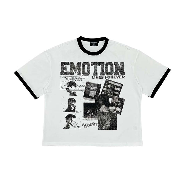 Mixed Emotions Secret Ringer Tee White Black