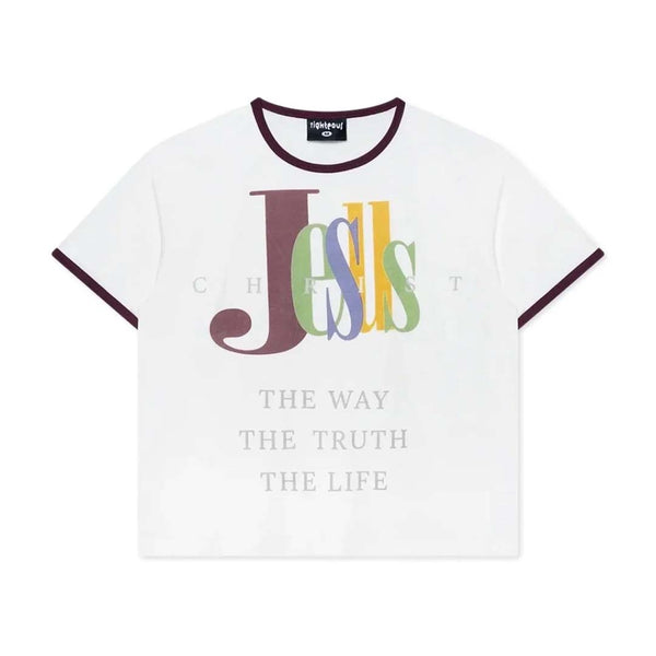 Righteous The Truth Ringer Tee White Burgundy