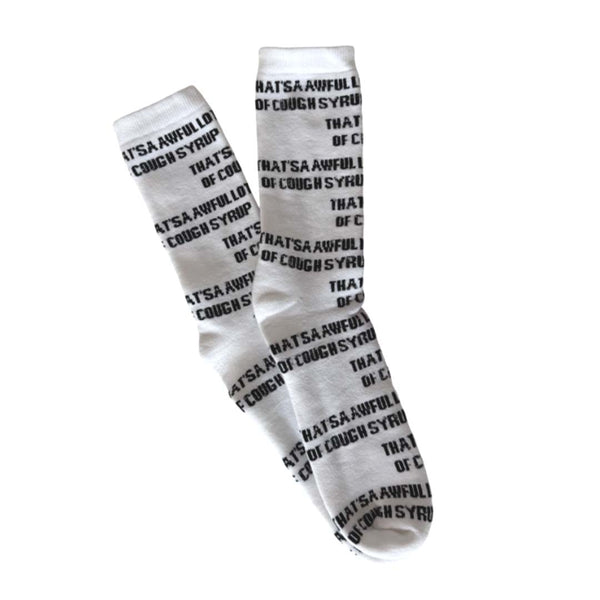 Awful Lot of Cough Syrup Socks White Black