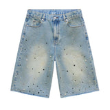Homme Femme Gemstone Denim Shorts Blue