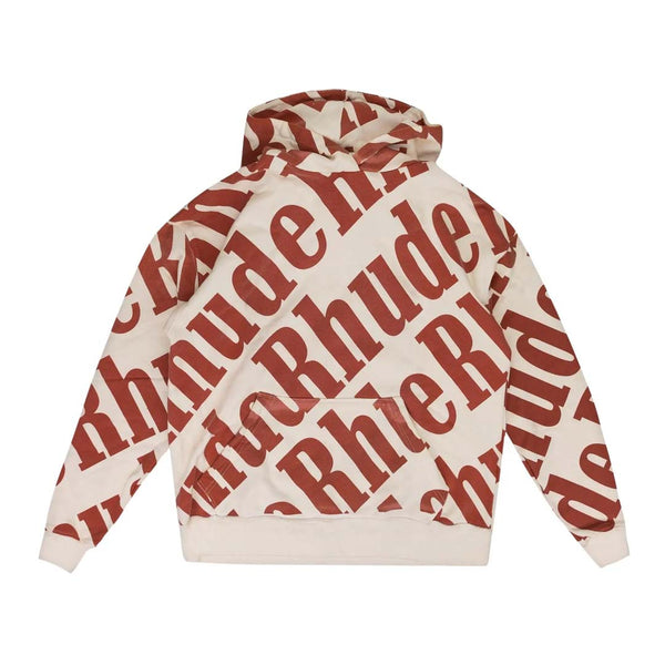 Rhude All Over Hoodie Cream Red