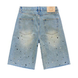 Homme Femme Gemstone Denim Shorts Blue