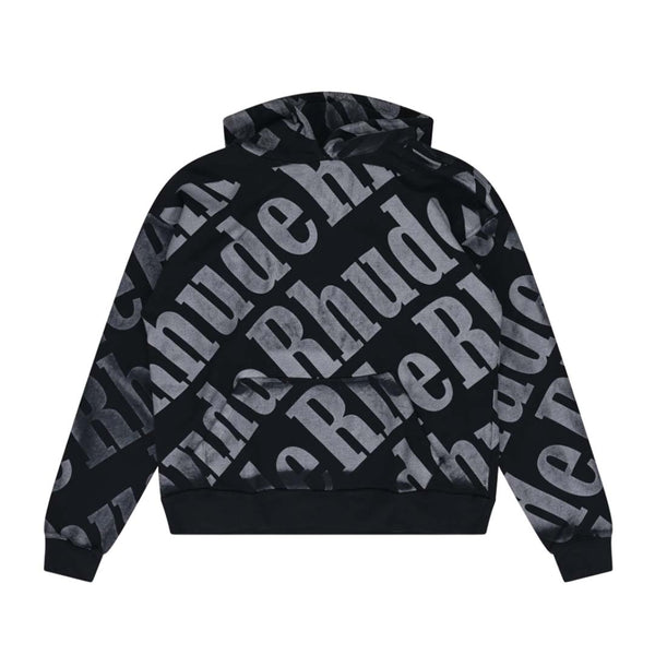 Rhude All Over Hoodie Black White