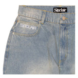 Sinclair Country Patched Denim Washed Blue Jeans