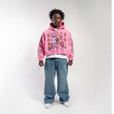 Righteous Risen King Cropped Zip Up Hoodie Pink