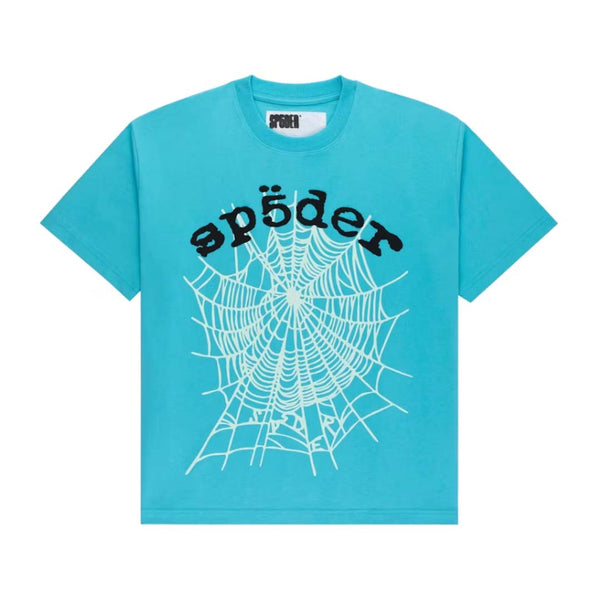Sp5der Cyan OG Web V2 Tee