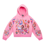 Righteous Risen King Cropped Zip Up Hoodie Pink