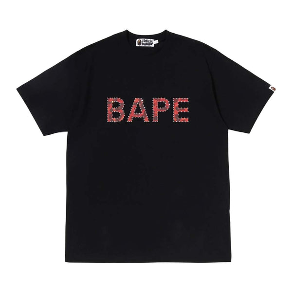 Bape Rhinestone Logo Tee Black Red