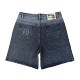 Dry Rot Black Rhinestone Faded Jean Shorts