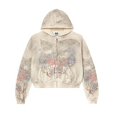 Vale Forever Nostalgia Distressed Zip Up Hoodie