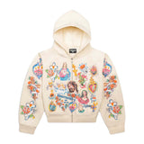 Righteous Risen King Cropped Zip Up Hoodie Cream