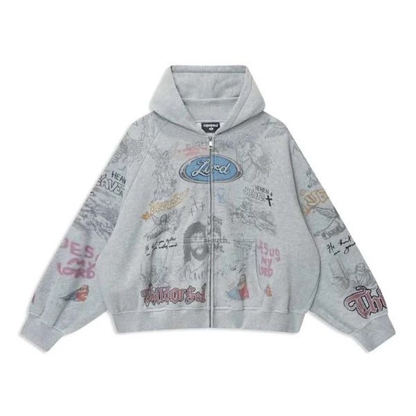Righteous Jesus My Lord Zip Up Hoodie Grey