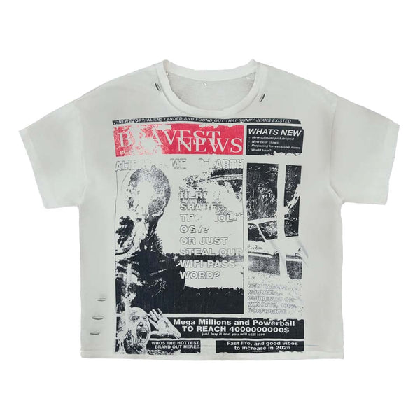Bravest Studios Newspaper Grey Tee
