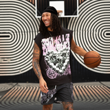 Lost Hills Black Pink Nail Sleeveless Tee