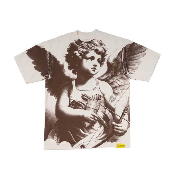 Awful Lot of Cough Syrup Cupid Tattoo Cream Brown by Awful Lot of Cough Syrup - NWAHYPE No.1 for streetwear T-Shirts in USA