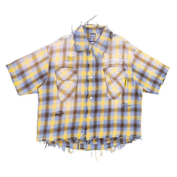 Awful Lot of Cough Syrup Distressed Yellow Flannel by Awful Lot of Cough Syrup - NWAHYPE No.1 for streetwear T-Shirts in USA