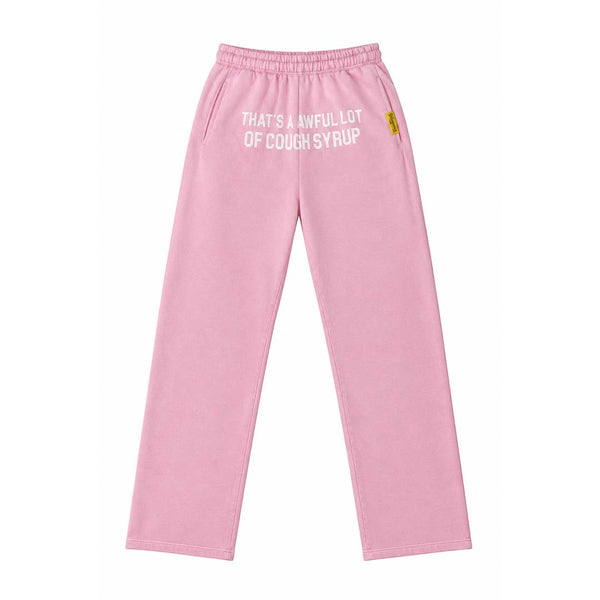 Awful Lot of Cough Syrup Pink Springs Spellout Sweatpants by Awful Lot of Cough Syrup - NWAHYPE No.1 for streetwear Pants in USA