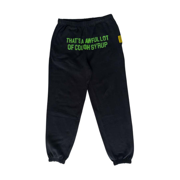 Awful Lot of Cough Syrup Spell Out Sweatpants Black Green by Awful Lot of Cough Syrup - NWAHYPE No.1 for streetwear Pants in USA