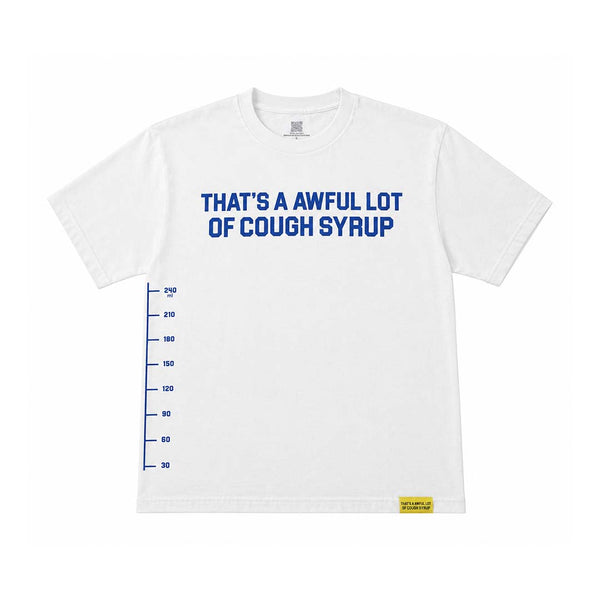 Awful Lot of Cough Syrup White Blue Spell Out Measurements Tee by Awful Lot of Cough Syrup - NWAHYPE No.1 for streetwear T-Shirts in USA