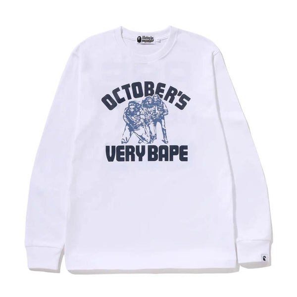 BAPE x OVO Collegiate Long Sleeve Tee White by Bape - NWAHYPE No.1 for streetwear T-Shirts in USA