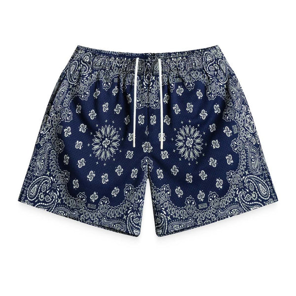 Bravest Paisley Two Tone Navy Mesh Shorts by Bravest Studios - NWAHYPE No.1 for streetwear Shorts in USA