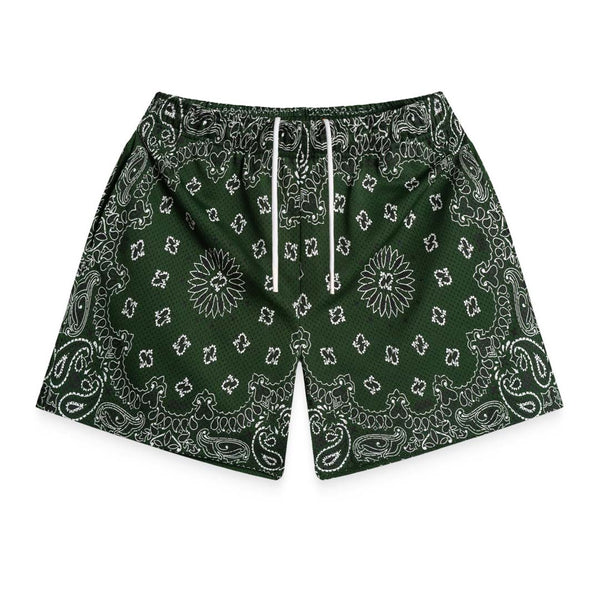 Bravest Paisley Two Tone Olive Green Mesh Shorts by Bravest Studios - NWAHYPE No.1 for streetwear Shorts in USA