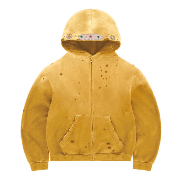 Bravest Sapphire Zip Up Hoodie Yellow by Bravest Studios - NWAHype No.1 for streetwear Hoodies in USA