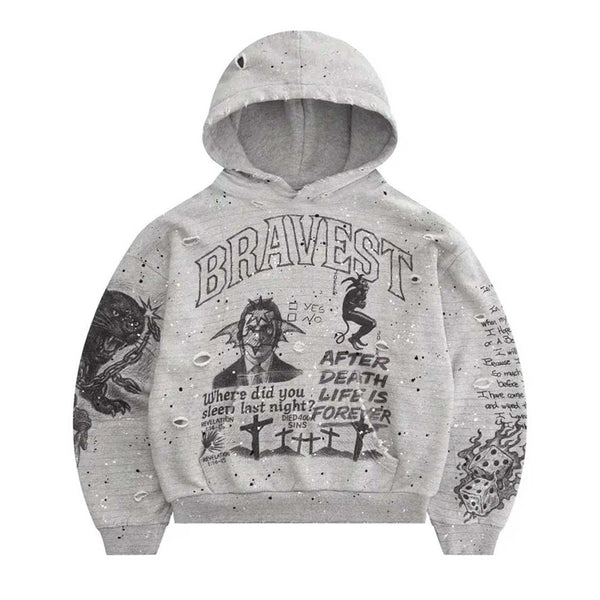 Bravest Studios Grey Sketch Hoodie by Bravest Studios - NWAHype No.1 for streetwear Hoodies in USA