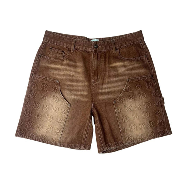 Dry Rot Stamped Double Knee Cargo Shorts Brown by Dry Rot - NWAHype No.1 for streetwear Shorts in USA