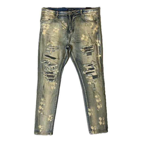 Embellish Trevino Rip & Repair Light Blue Denim Jeans by Embellish Denim - NWAHype 1 for streetwear Pants in USA
