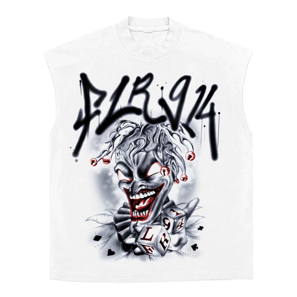 Floor 914 Jester Sleeveless White Tee by Floor 914 - NWAHYPE No.1 for streetwear T-Shirts in USA