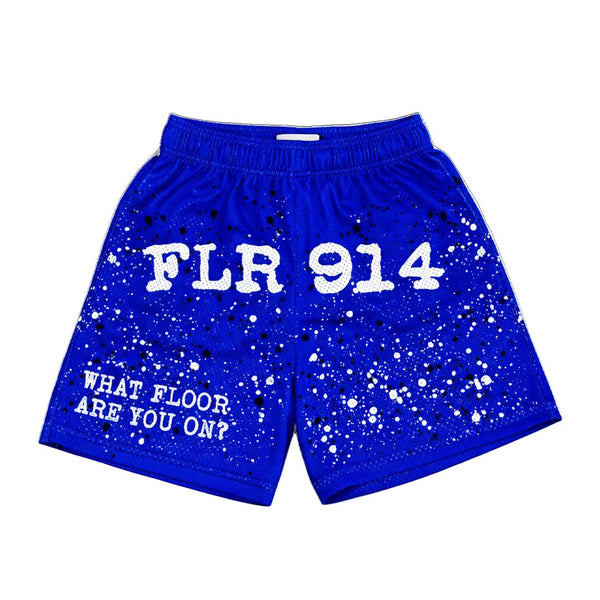 Floor 914 Splatter Dark Blue Mesh Shorts by Floor 914 - NWAHYPE No.1 for streetwear Shorts in USA