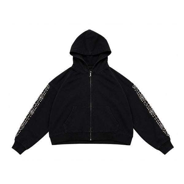 Fraternal What The Pearl Zip Up Hoodie Black by Fraternal - NWAHYPE No.1 for streetwear Hoodies in USA
