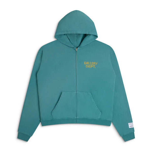 Gallery Dept. 90s Full Zip Hoodie Vintage Teal Yellow by Gallery Dept - NWAHYPE No.1 for streetwear Hoodies in USA