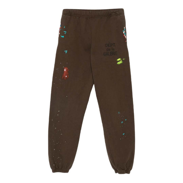 Gallery Dept. French Logo Brown Paint Splatter Sweatpants by Gallery Dept - NWAHYPE No.1 for streetwear Pants in USA