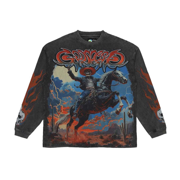 Godspeed Best Western Long Sleeve Grey Wash Tee by Godspeed - NWAHype 1 for streetwear T-Shirts in USA