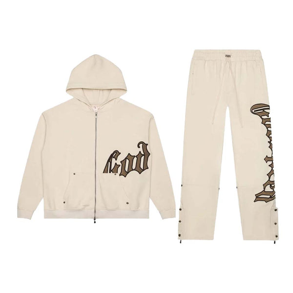 Godspeed Cream Brolive Sweatsuit Hoodie & Sweatpants Set by Godspeed - NWAHype 1 for streetwear Hoodies in USA