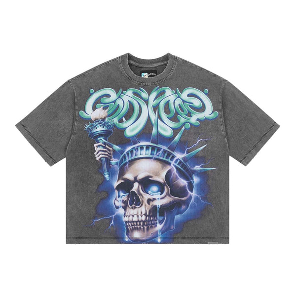 Godspeed Liberty Tears Grey Wash Tee by Godspeed - NWAHYPE No.1 for streetwear T-Shirts in USA