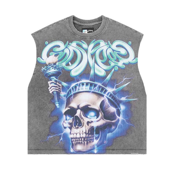 Godspeed Liberty Tears Sleeveless Tee Grey Wash by Godspeed - NWAHYPE No.1 for streetwear T-Shirts in USA