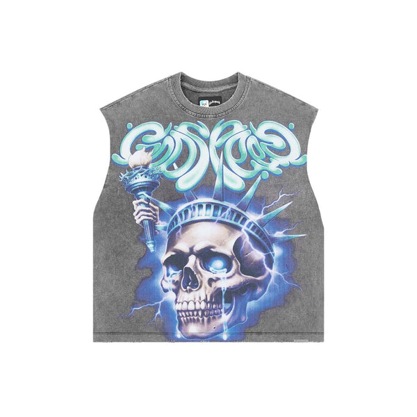Godspeed Liberty Tears Sleeveless Tee Grey Wash by Godspeed - NWAHYPE No.1 for streetwear T-Shirts in USA