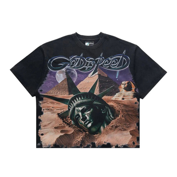 Godspeed Mother Cairo Grey Wash Tee by Godspeed - NWAHype 1 for streetwear T-Shirts in USA