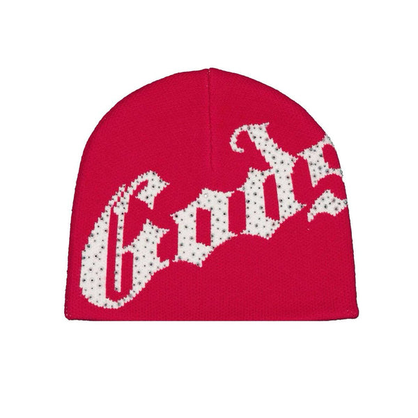 Godspeed OG Logo Studded Beanie Red White by Godspeed - NWAHype 1 for streetwear Beanies in USA