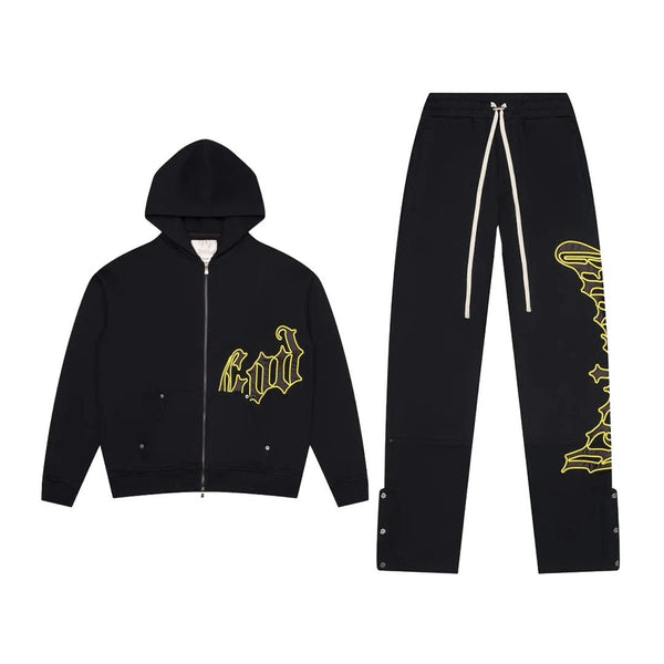Godspeed OG Logo Sweatsuit Hoodie & Sweatpants Black Yellow by Godspeed - NWAHYPE No.1 for streetwear Hoodies in USA