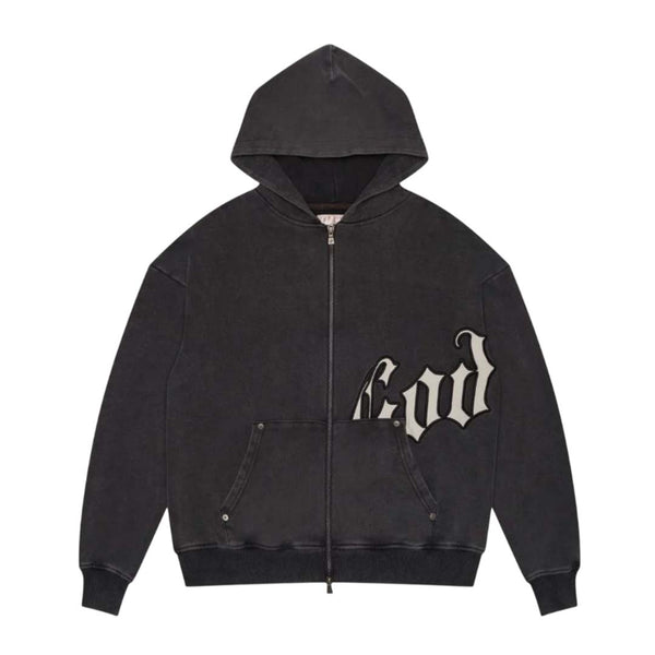 Godspeed OG Logo V2 Zip Up Hoodie Black Washed by Godspeed - NWAHYPE No.1 for streetwear Hoodies in USA