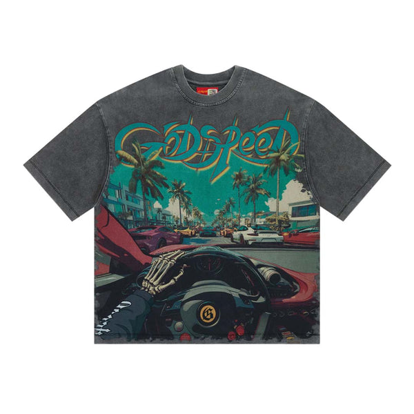 Godspeed Power Steering Grey Wash Tee by Godspeed - NWAHype No.1 for streetwear T-Shirts in USA